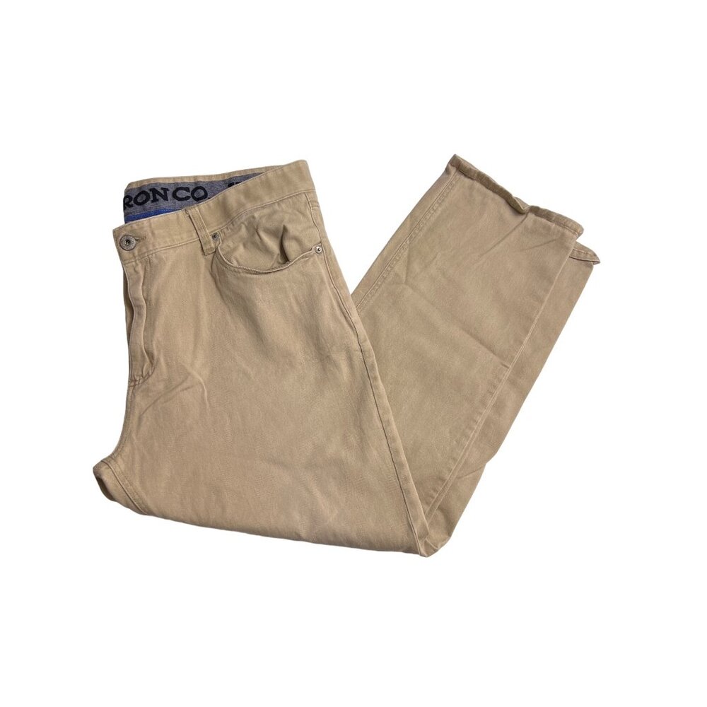 bronco mens 38 x 30 khaki straight leg pant jean casual work K639